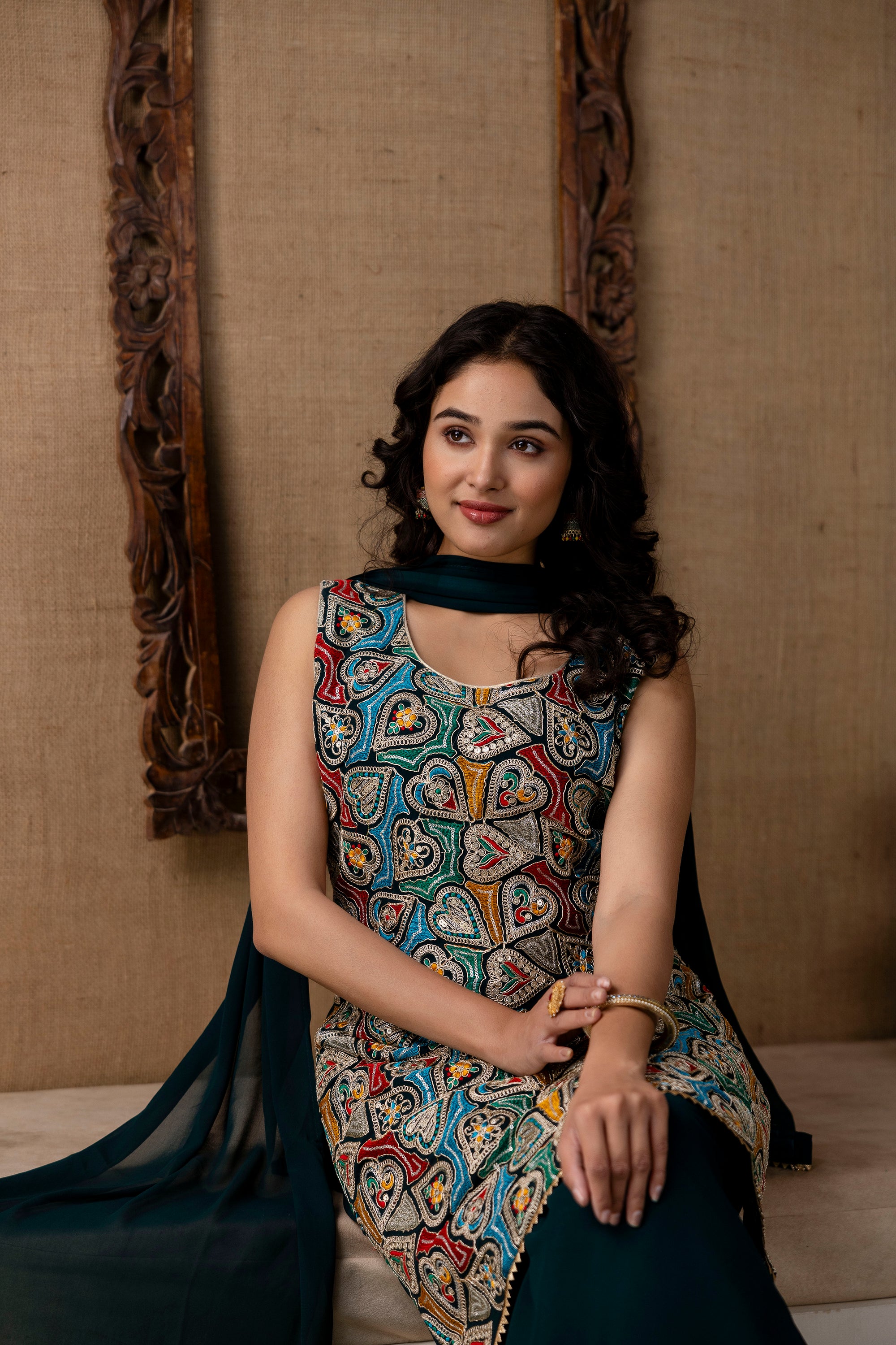 Thread Work Kurti Set with Palazzo