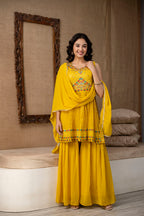 Resham Work Kurti Set with Sharara