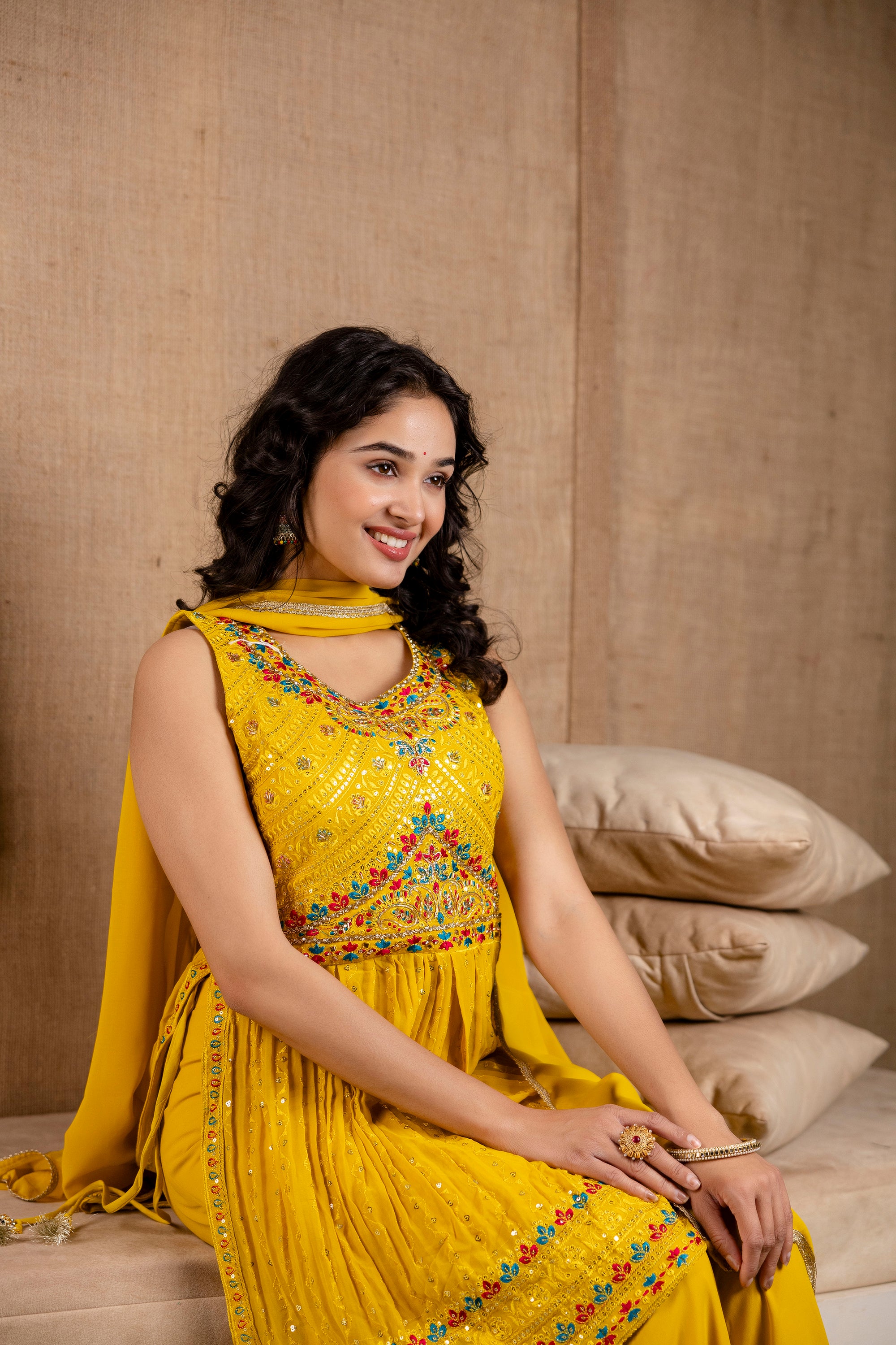 Resham Work Kurti Set with Sharara