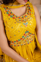 Resham Work Kurti Set with Sharara