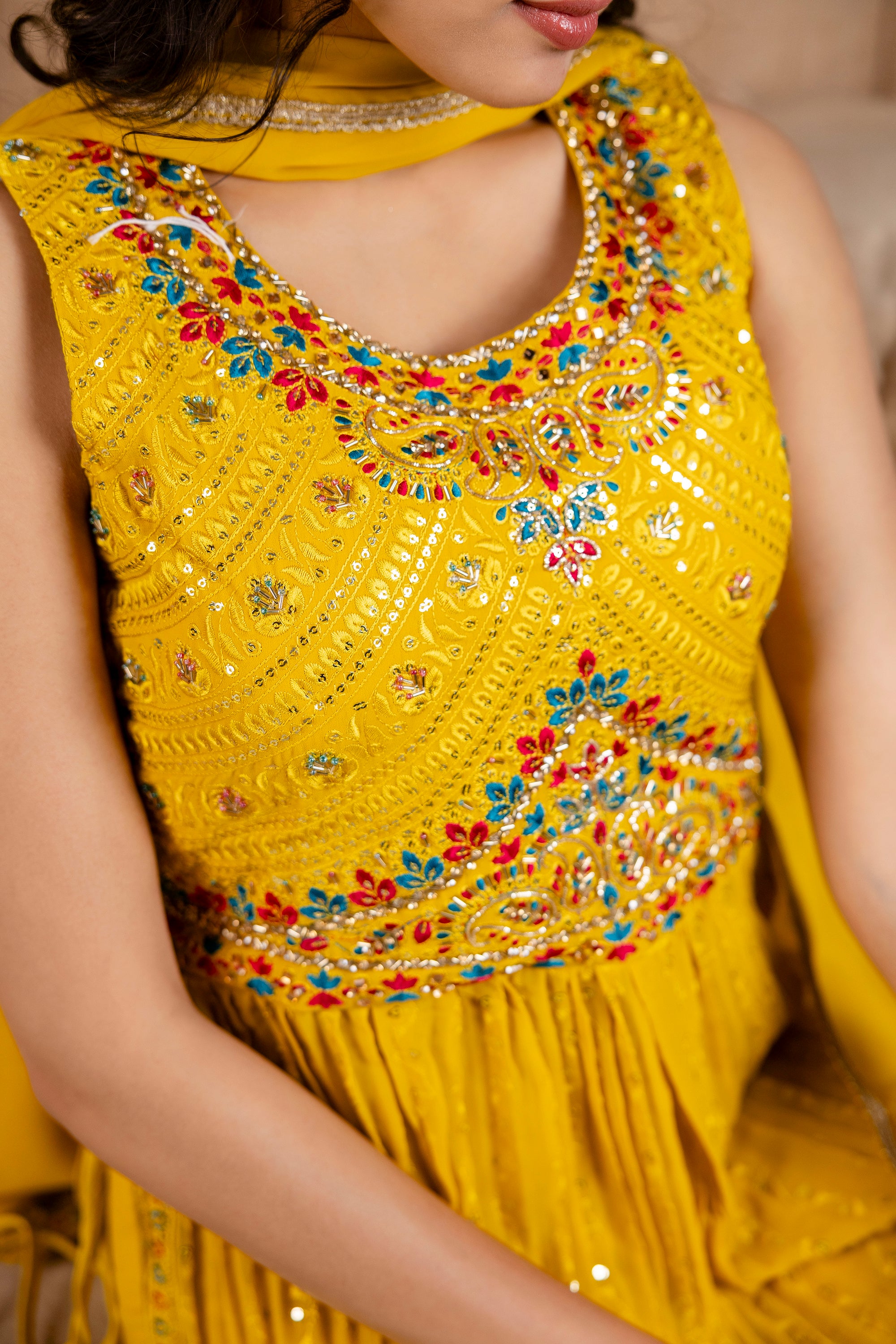 Resham Work Kurti Set with Sharara