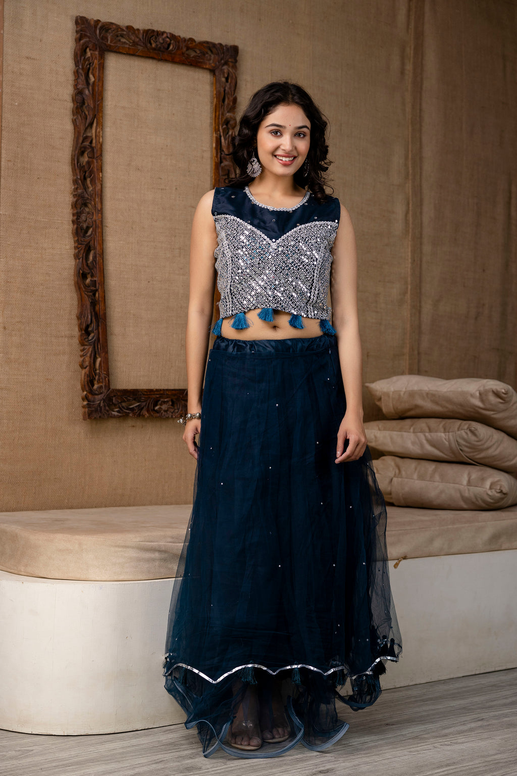 Mirror Festive Skirt Set with Dupatta
