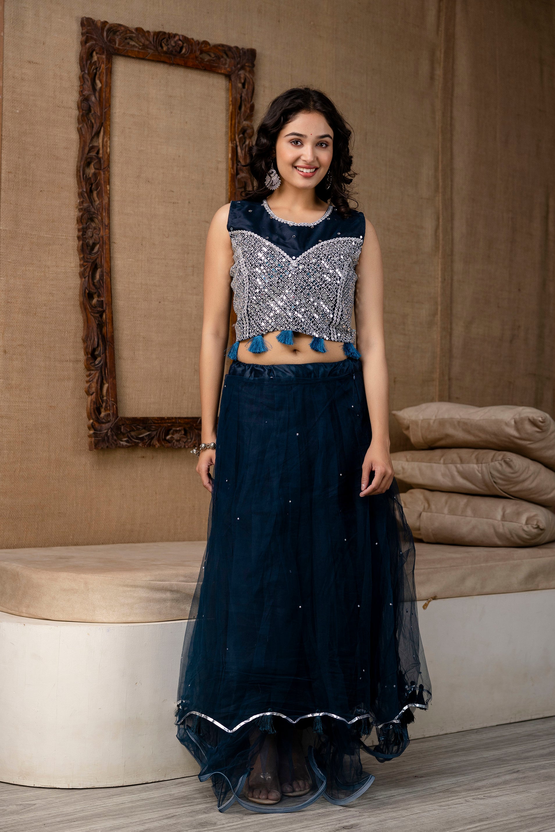 Mirror Festive Skirt Set with Dupatta