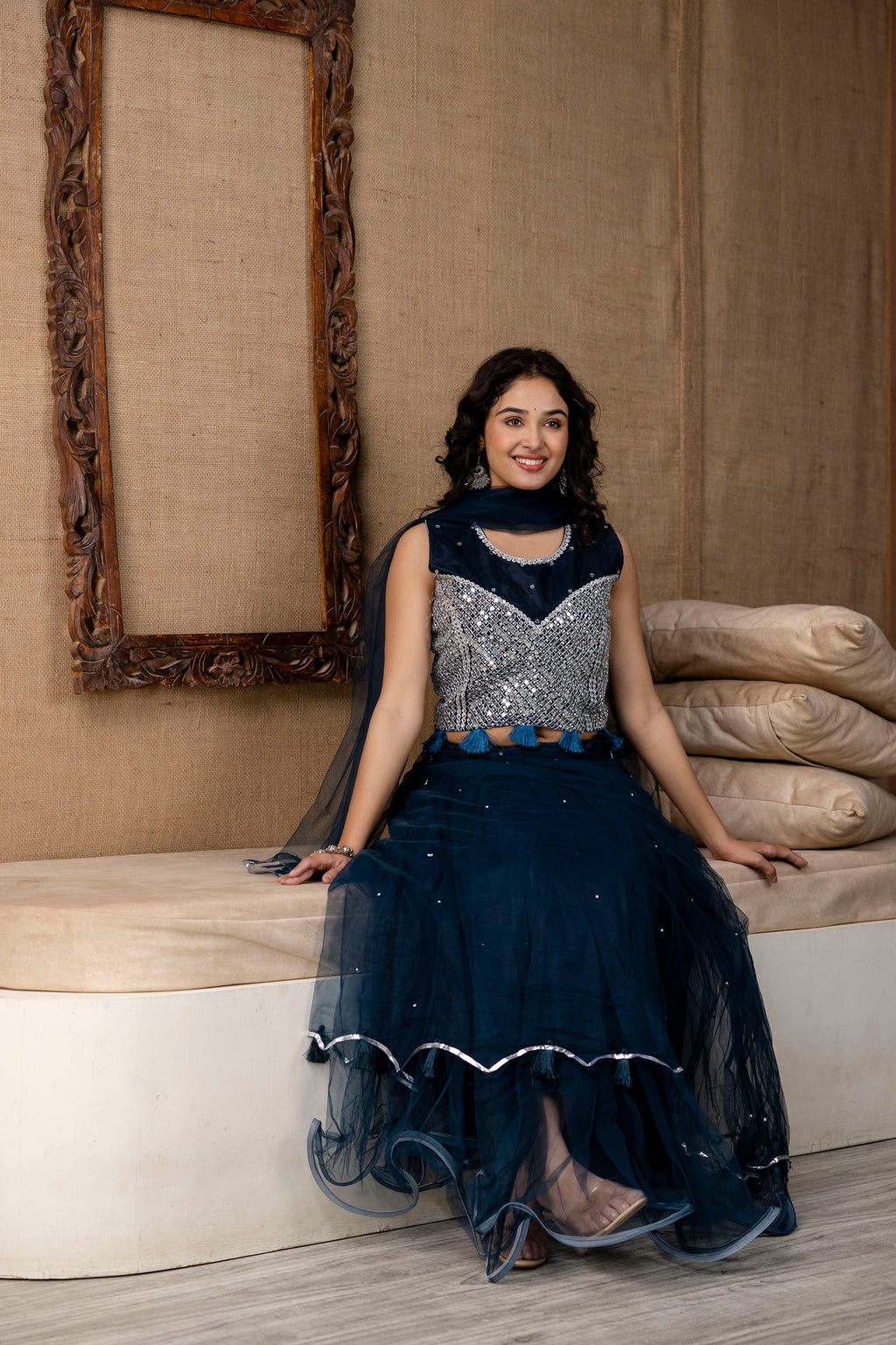 Mirror Festive Skirt Set with Dupatta