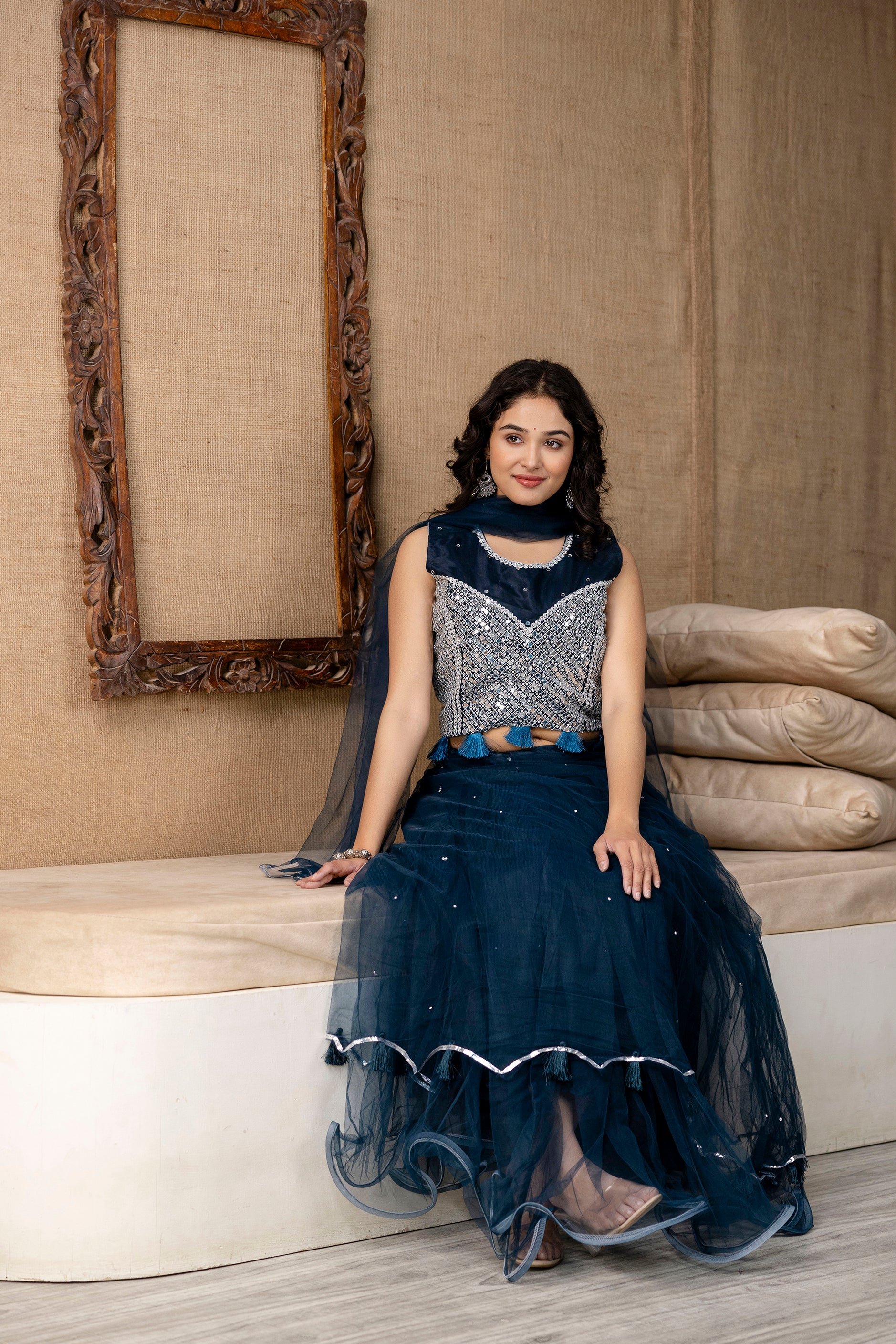 Mirror Festive Skirt Set with Dupatta