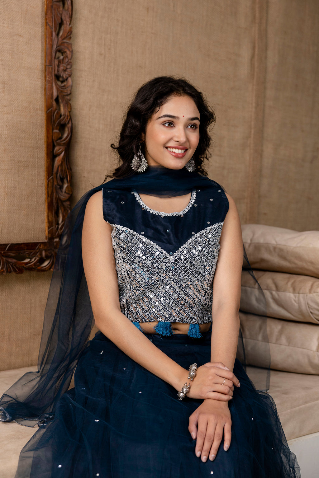 Mirror Festive Skirt Set with Dupatta