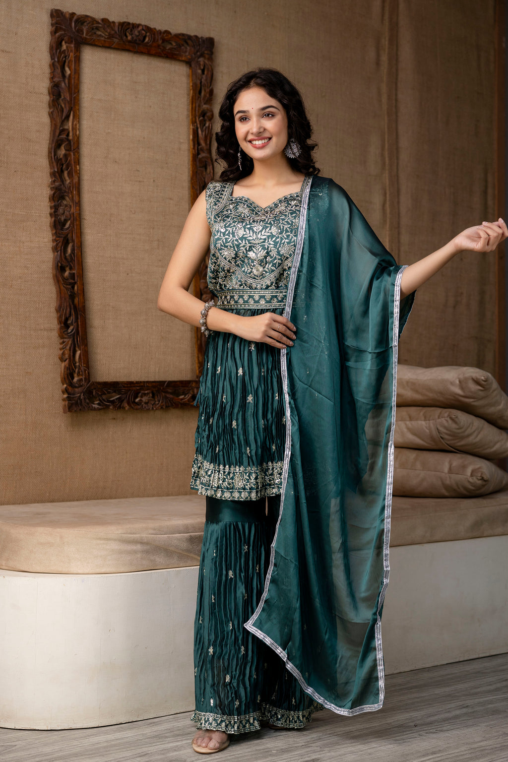 Embellished Kurti Sharara Set