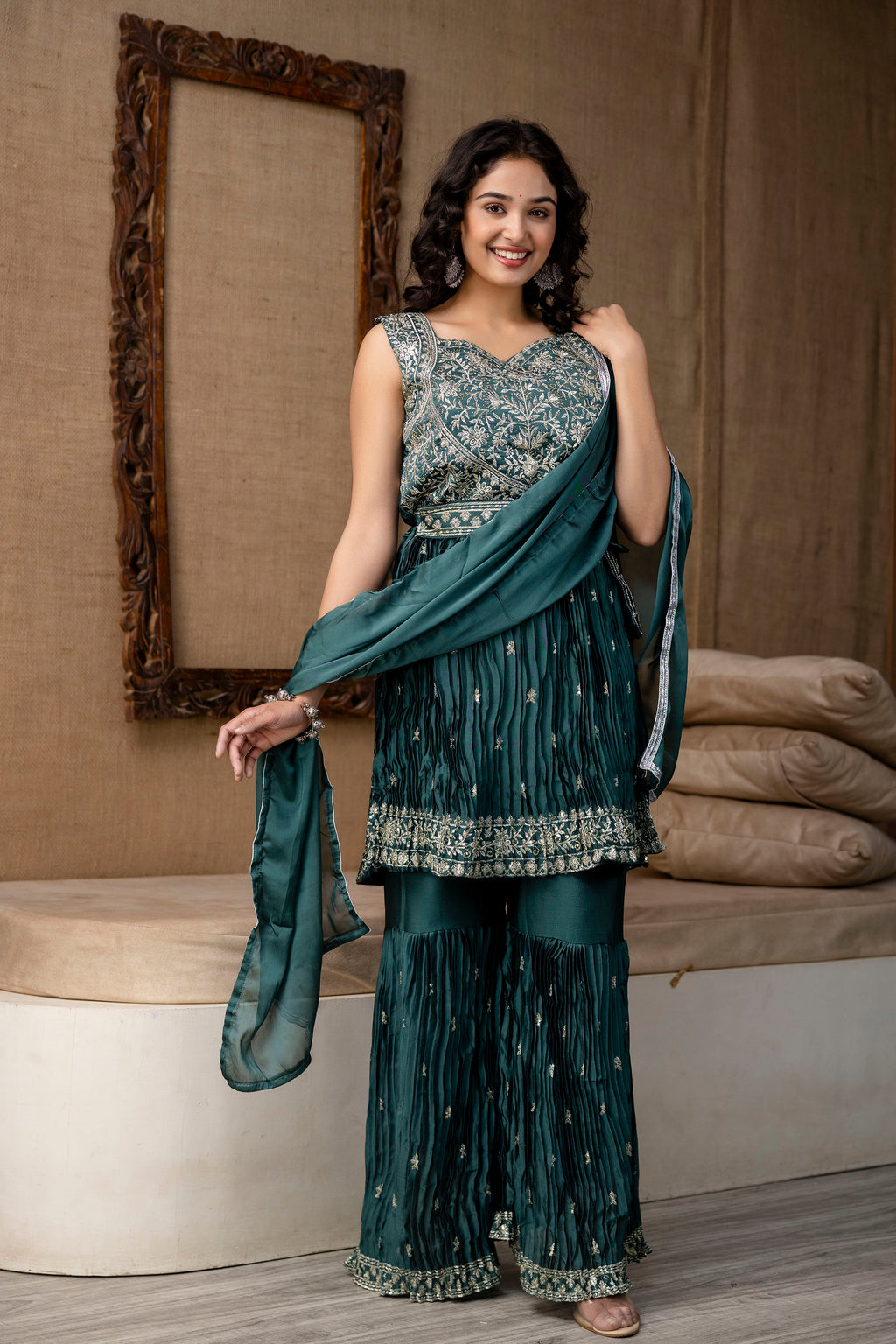 Embellished Kurti Sharara Set