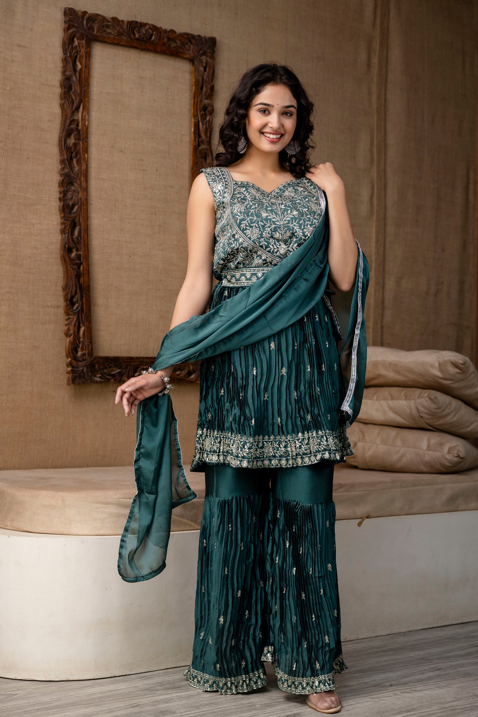 Embellished Kurti Sharara Set