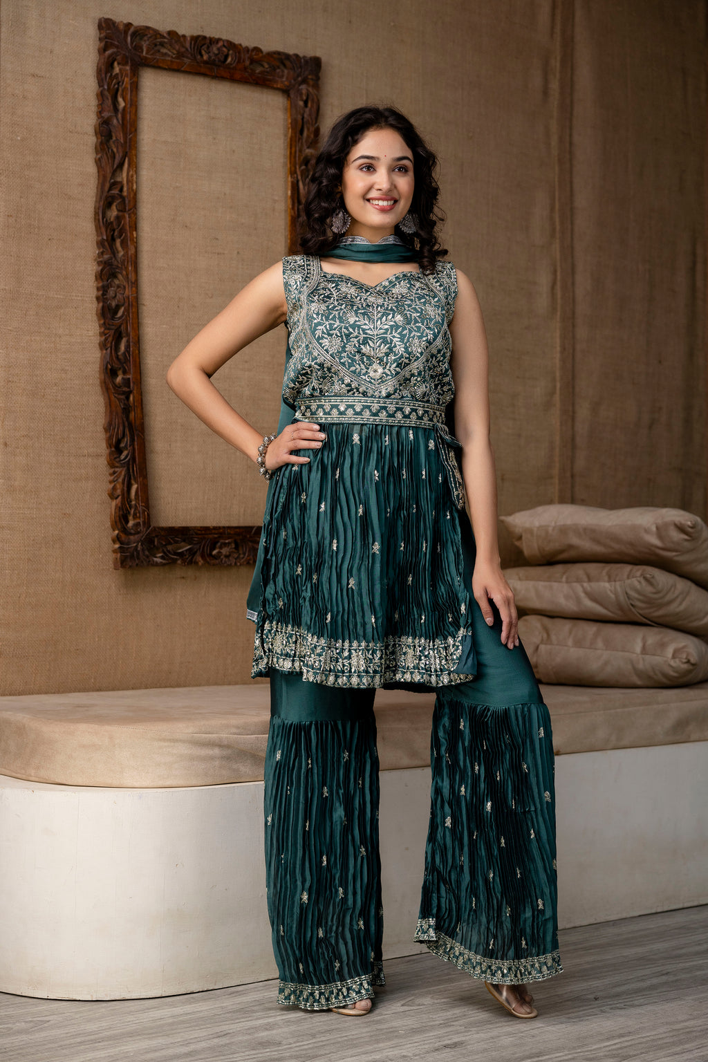 Embellished Kurti Sharara Set
