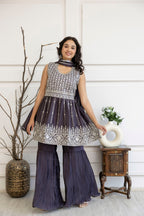 Kadhai Dori Mirror Kurti Sharara Set