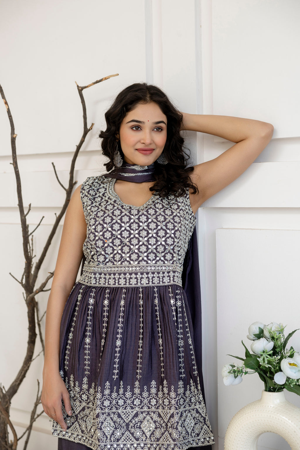 Kadhai Dori Mirror Kurti Sharara Set