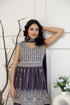 Kadhai Dori Mirror Kurti Sharara Set