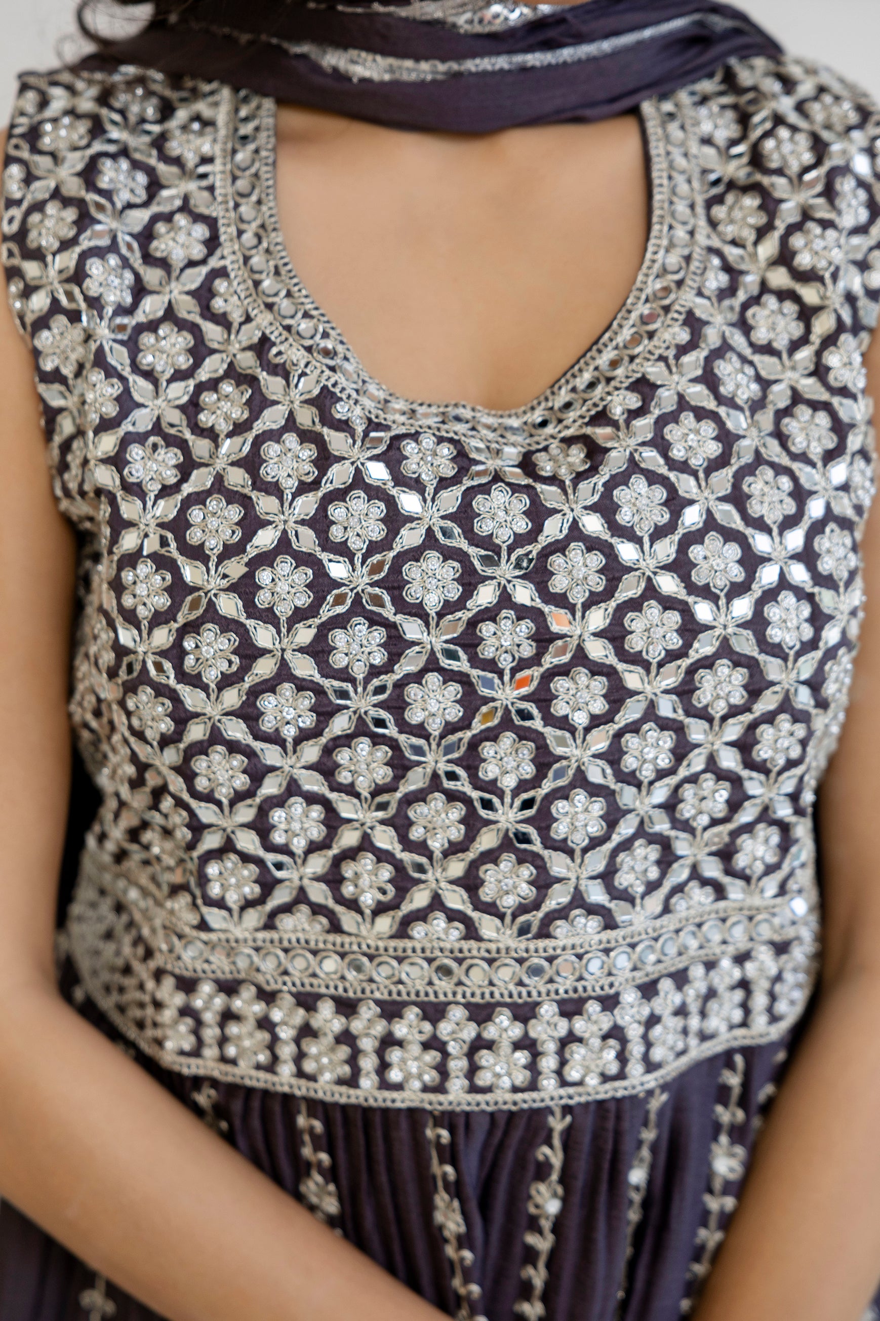 Kadhai Dori Mirror Kurti Sharara Set