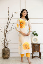 Digital Printed Round Neck Kurti Set