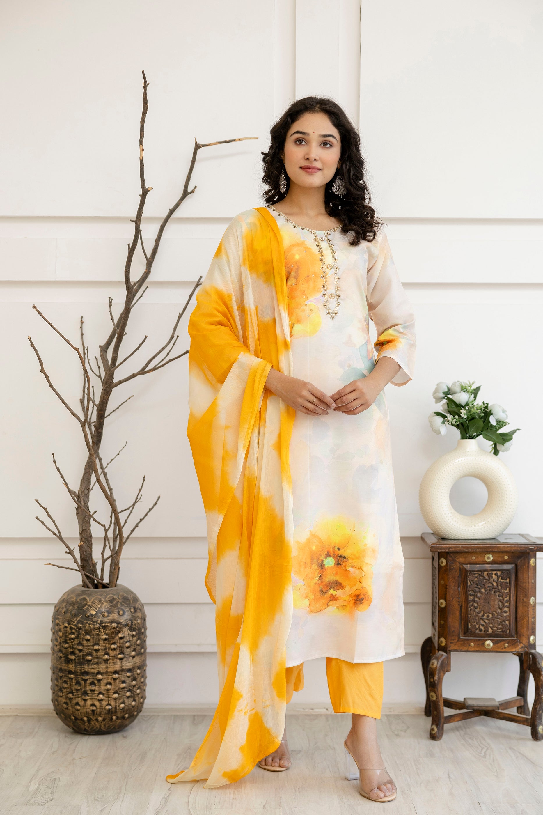 Digital Printed Round Neck Kurti Set