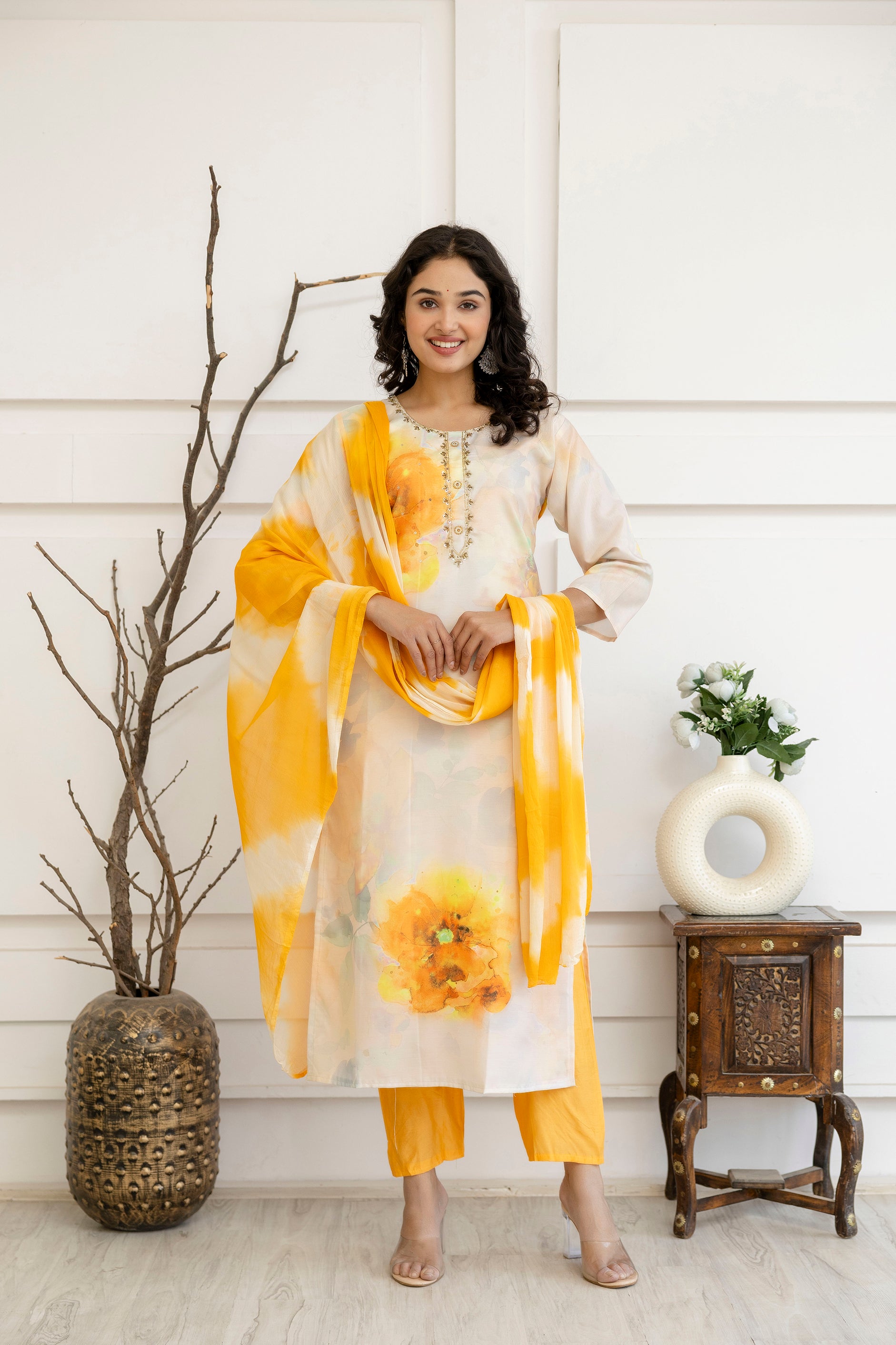 Digital Printed Round Neck Kurti Set