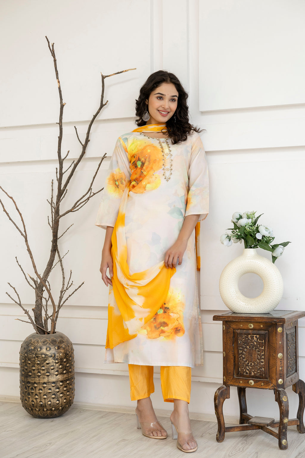 Digital Printed Round Neck Kurti Set