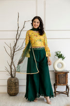 Embroidered Palazzo Set with Net Dupatta