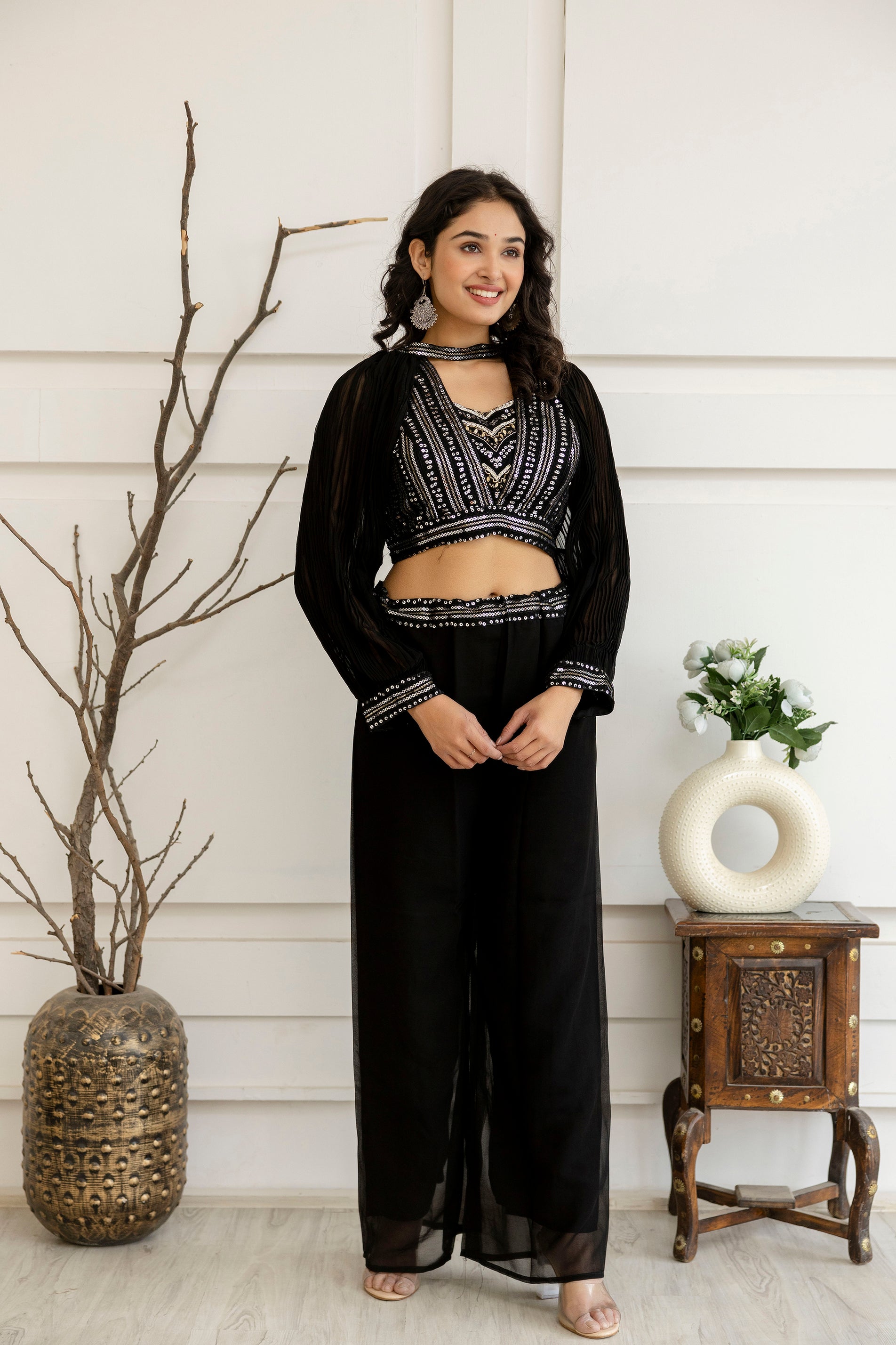 Festive Sequin Palazzo Set