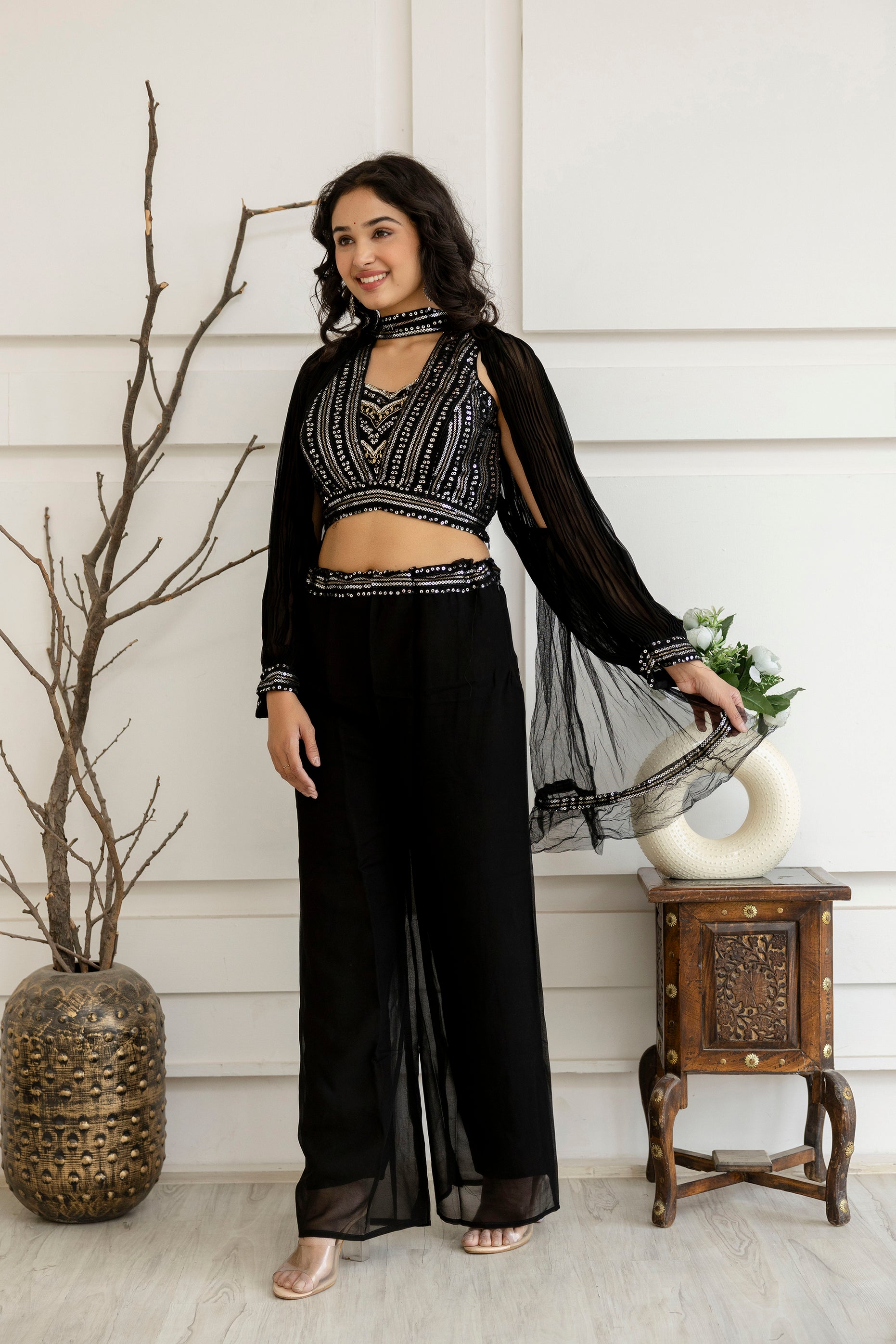 Festive Sequin Palazzo Set