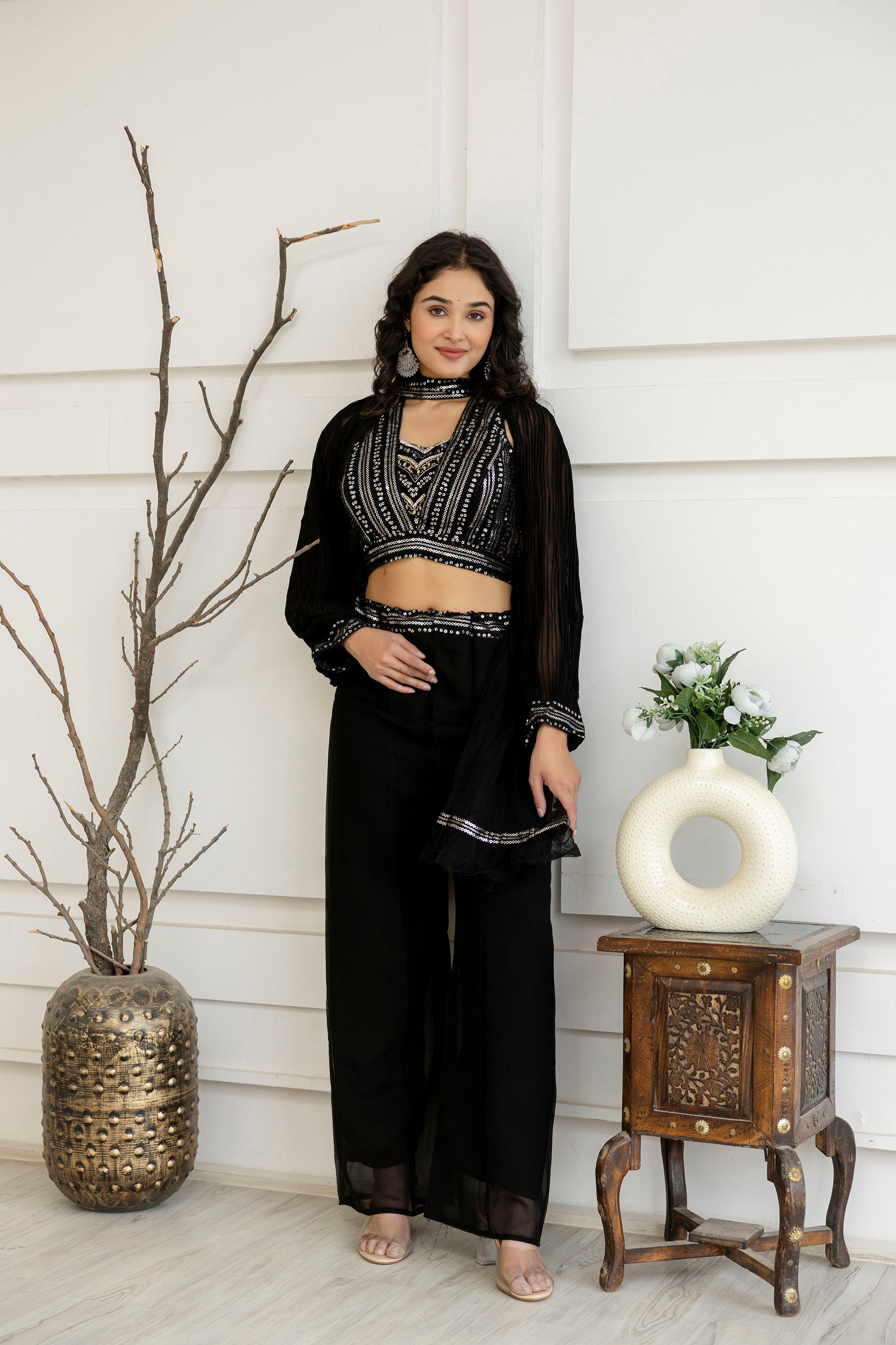 Festive Sequin Palazzo Set