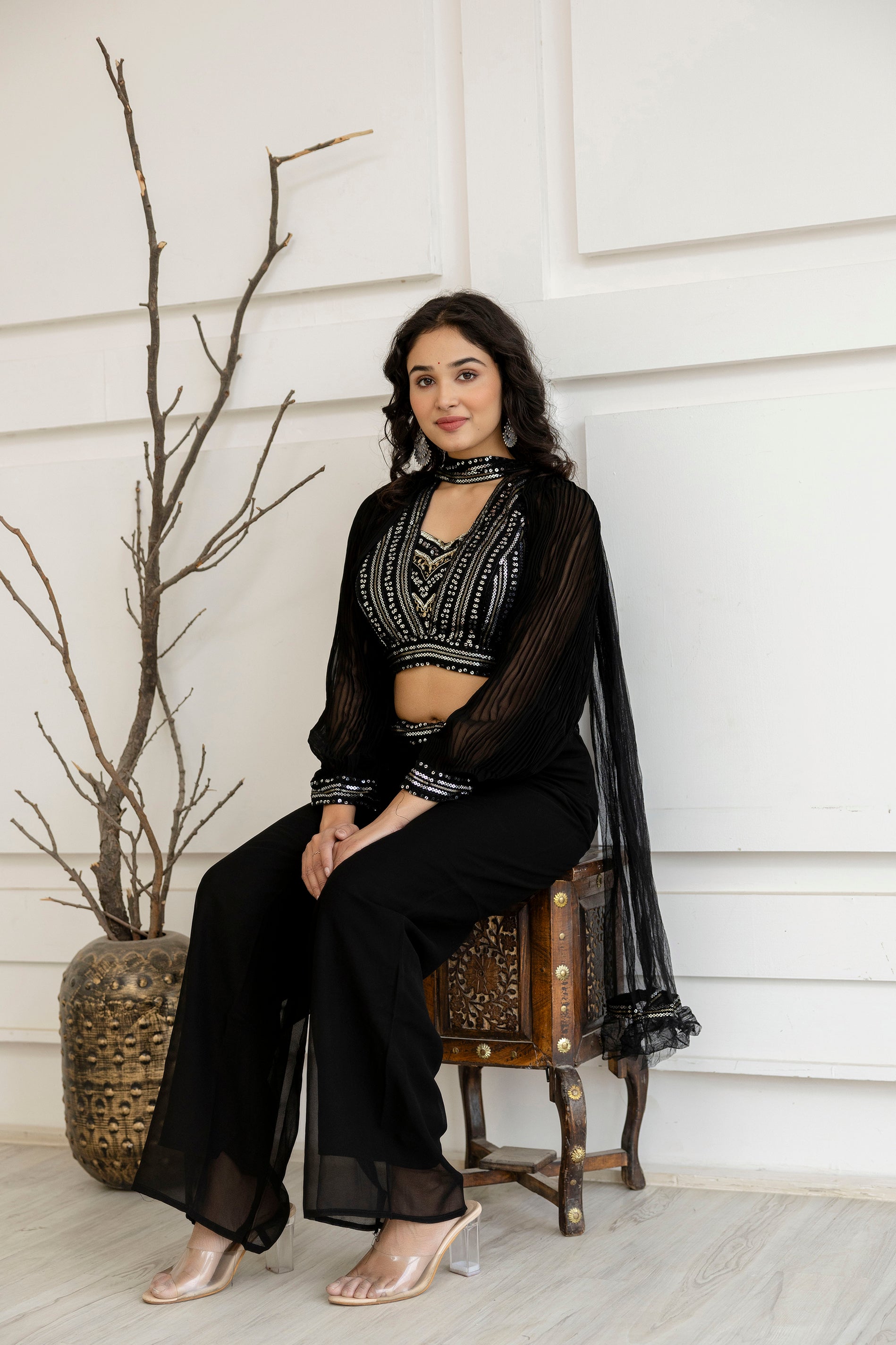 Festive Sequin Palazzo Set