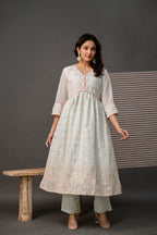 V-Neck Sequin Festive Frock Set