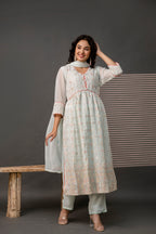 V-Neck Sequin Festive Frock Set