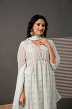 V-Neck Sequin Festive Frock Set