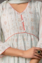 V-Neck Sequin Festive Frock Set