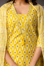 Thread Embroidery V-Neck Kurti Set