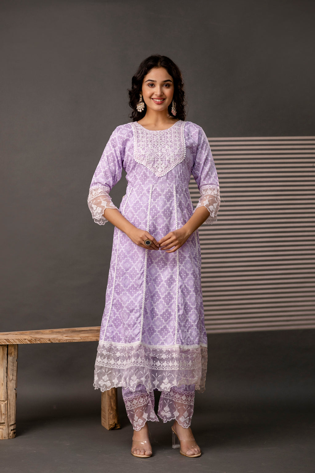Printed Frock Set with Embellished Dupatta