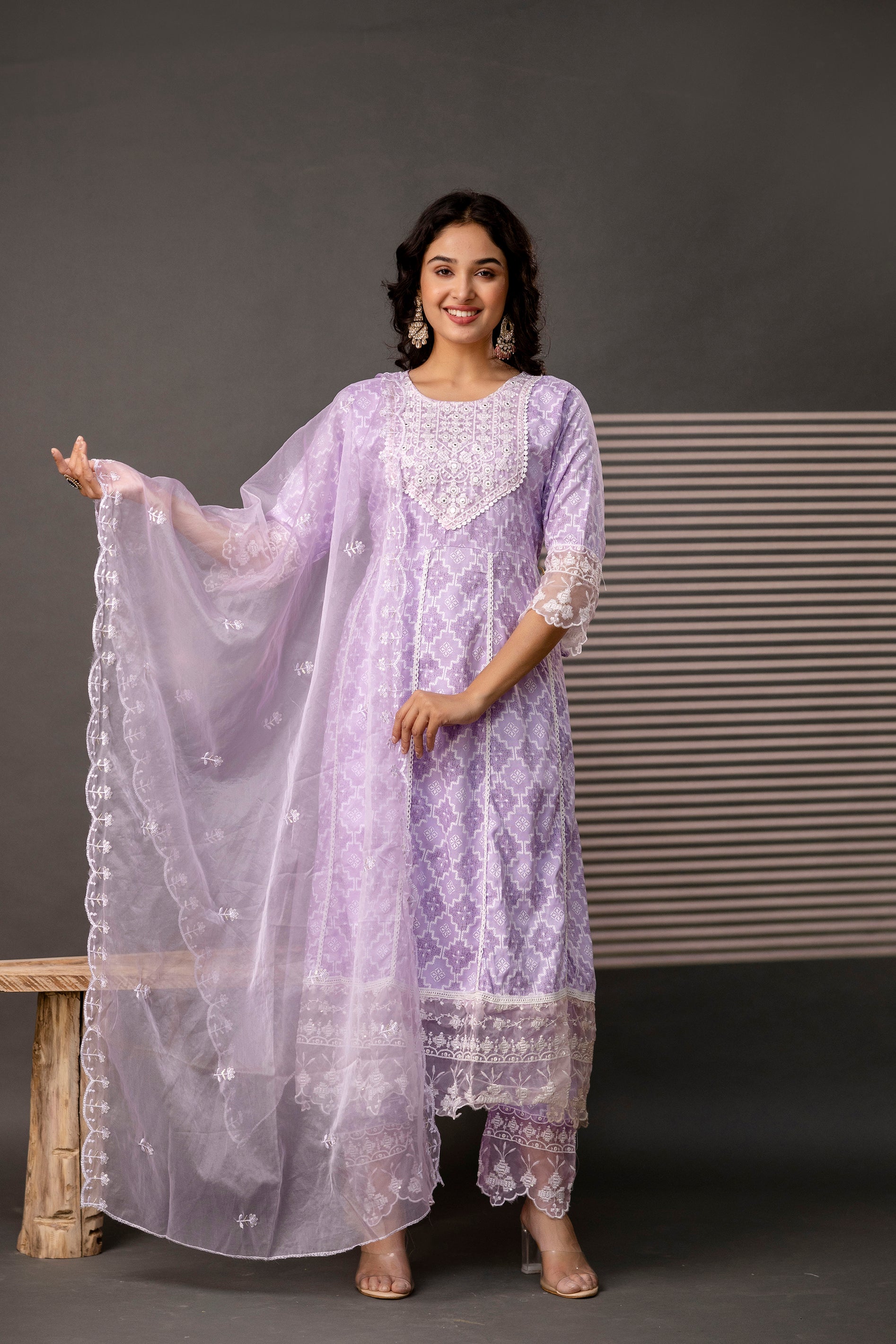 Printed Frock Set with Embellished Dupatta