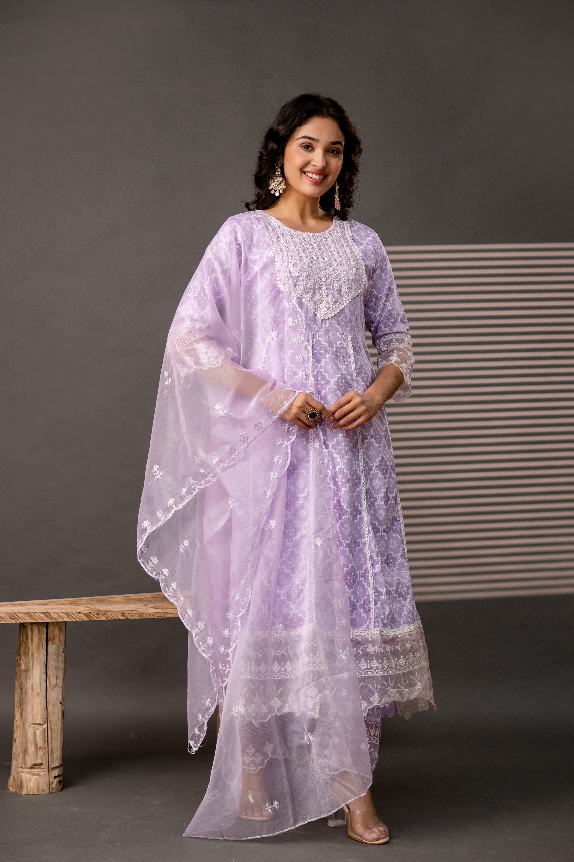 Printed Frock Set with Embellished Dupatta