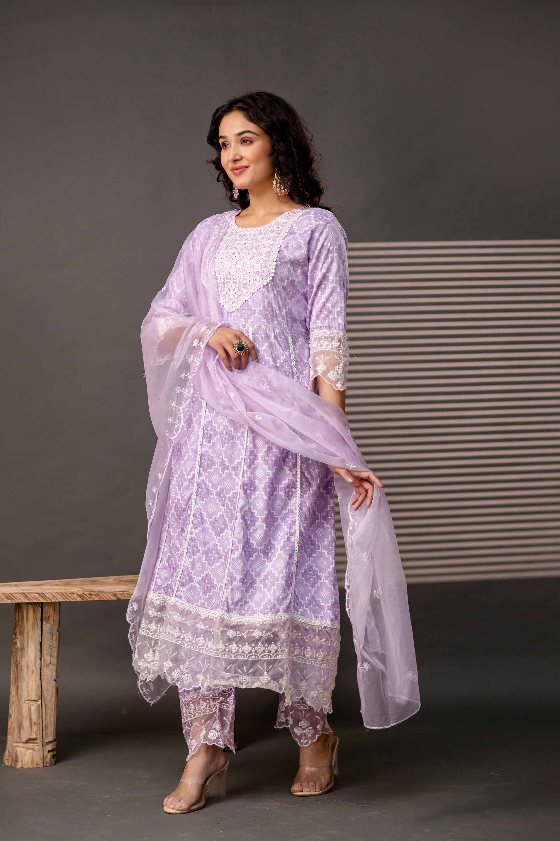 Printed Frock Set with Embellished Dupatta