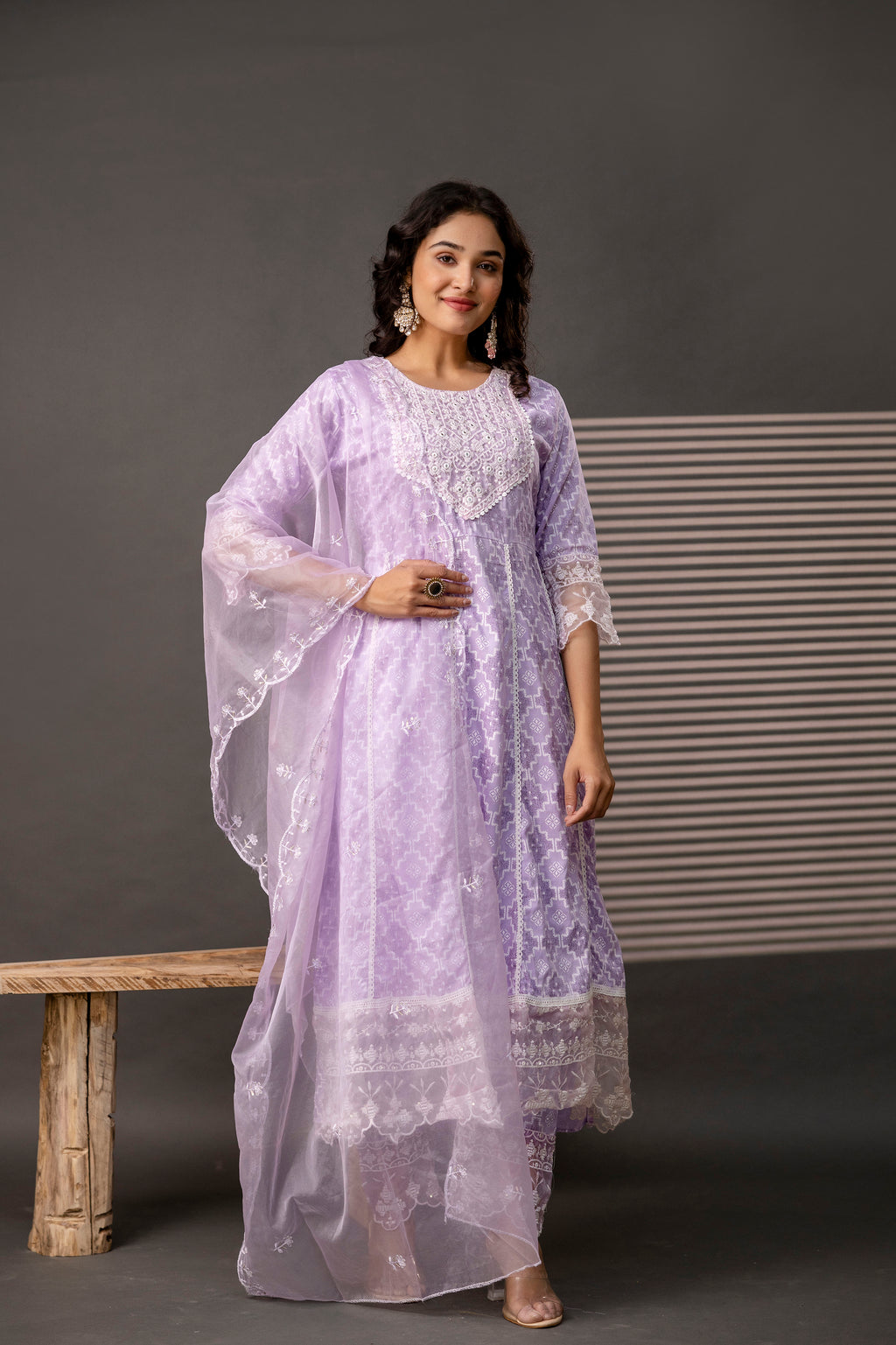 Printed Frock Set with Embellished Dupatta