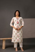 Printed Zari Work Kurti Set