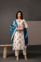 Printed Zari Work Kurti Set