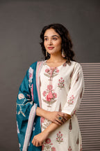 Printed Zari Work Kurti Set