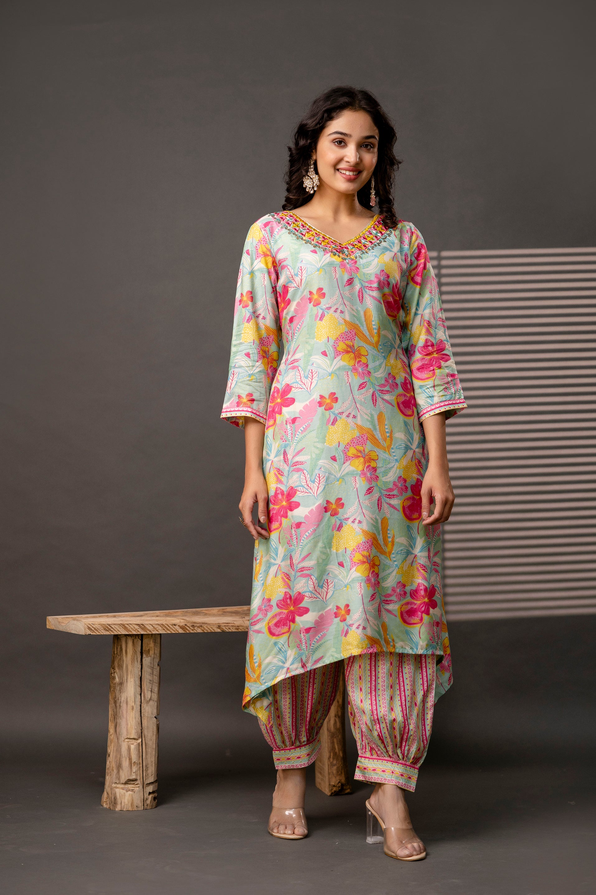 Festive Gotta Patti Mirror Kurti Set