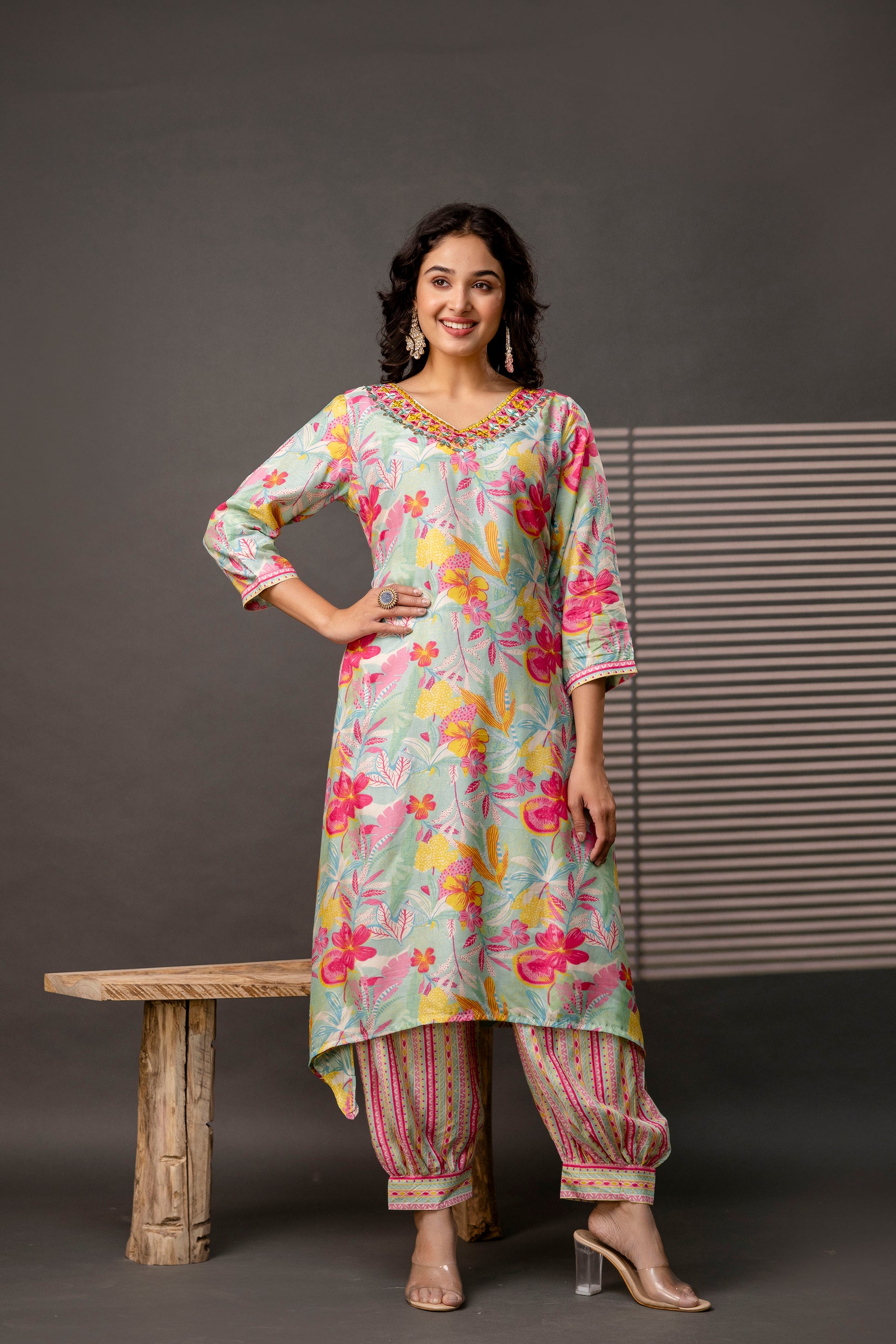 Festive Gotta Patti Mirror Kurti Set