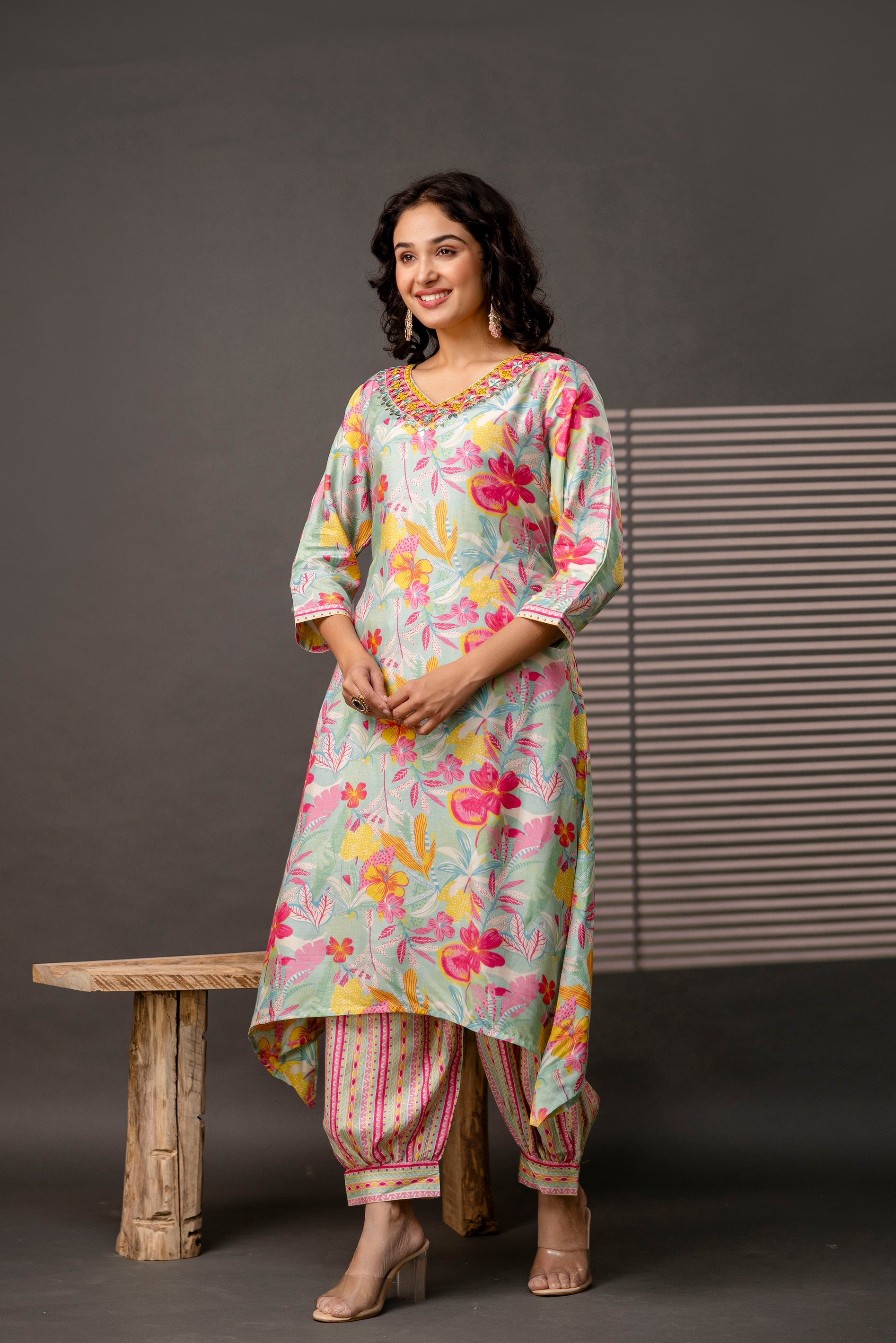 Festive Gotta Patti Mirror Kurti Set