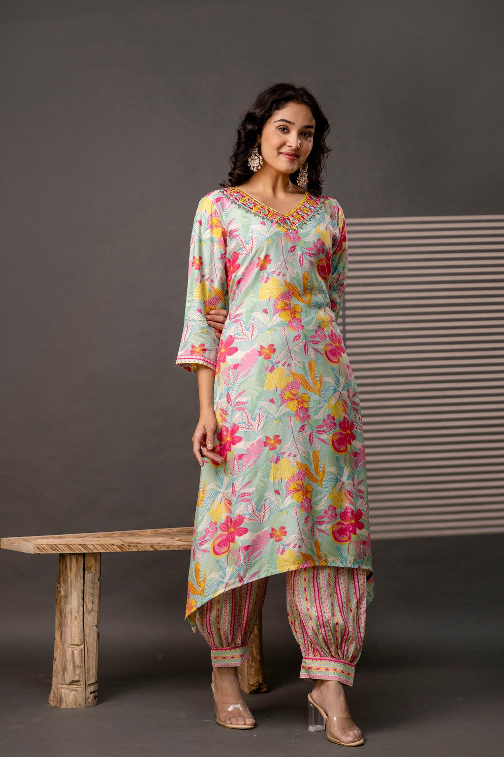 Festive Gotta Patti Mirror Kurti Set