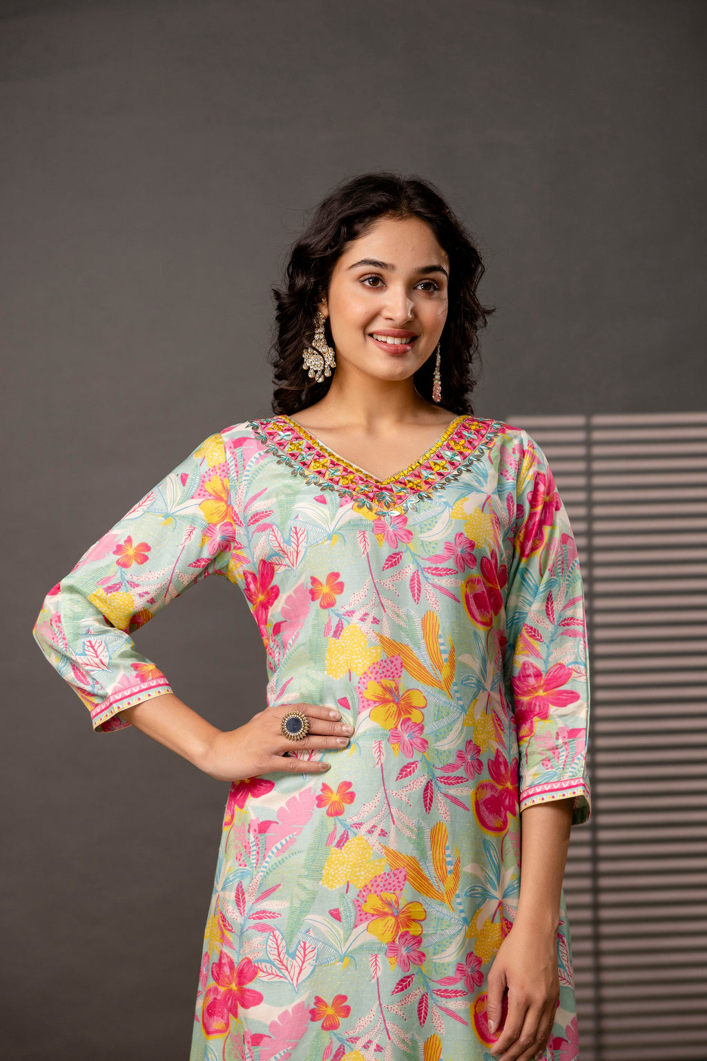 Festive Gotta Patti Mirror Kurti Set
