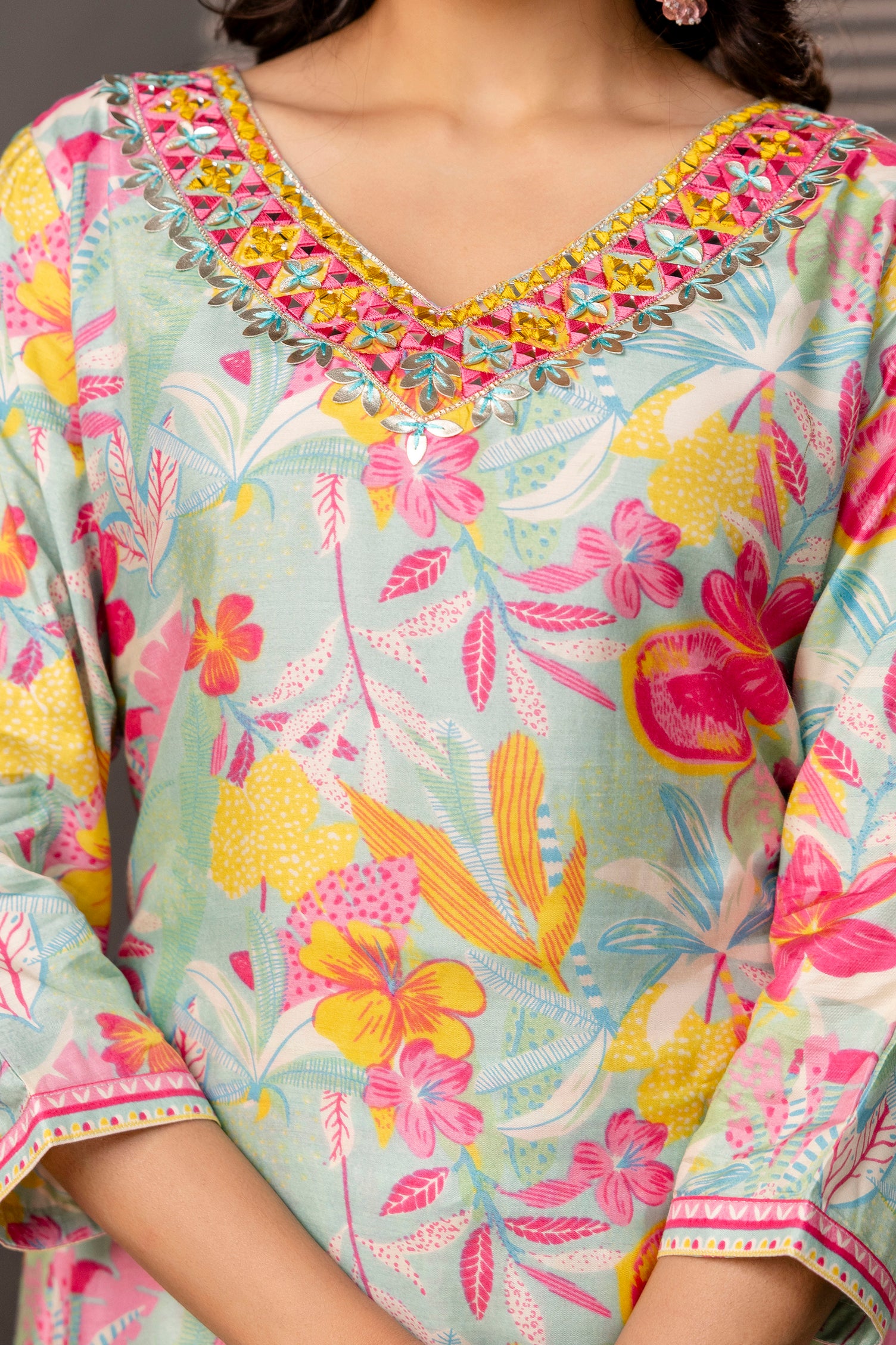 Festive Gotta Patti Mirror Kurti Set