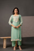 Round Neck Resham Kurti Set
