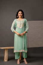 Round Neck Resham Kurti Set