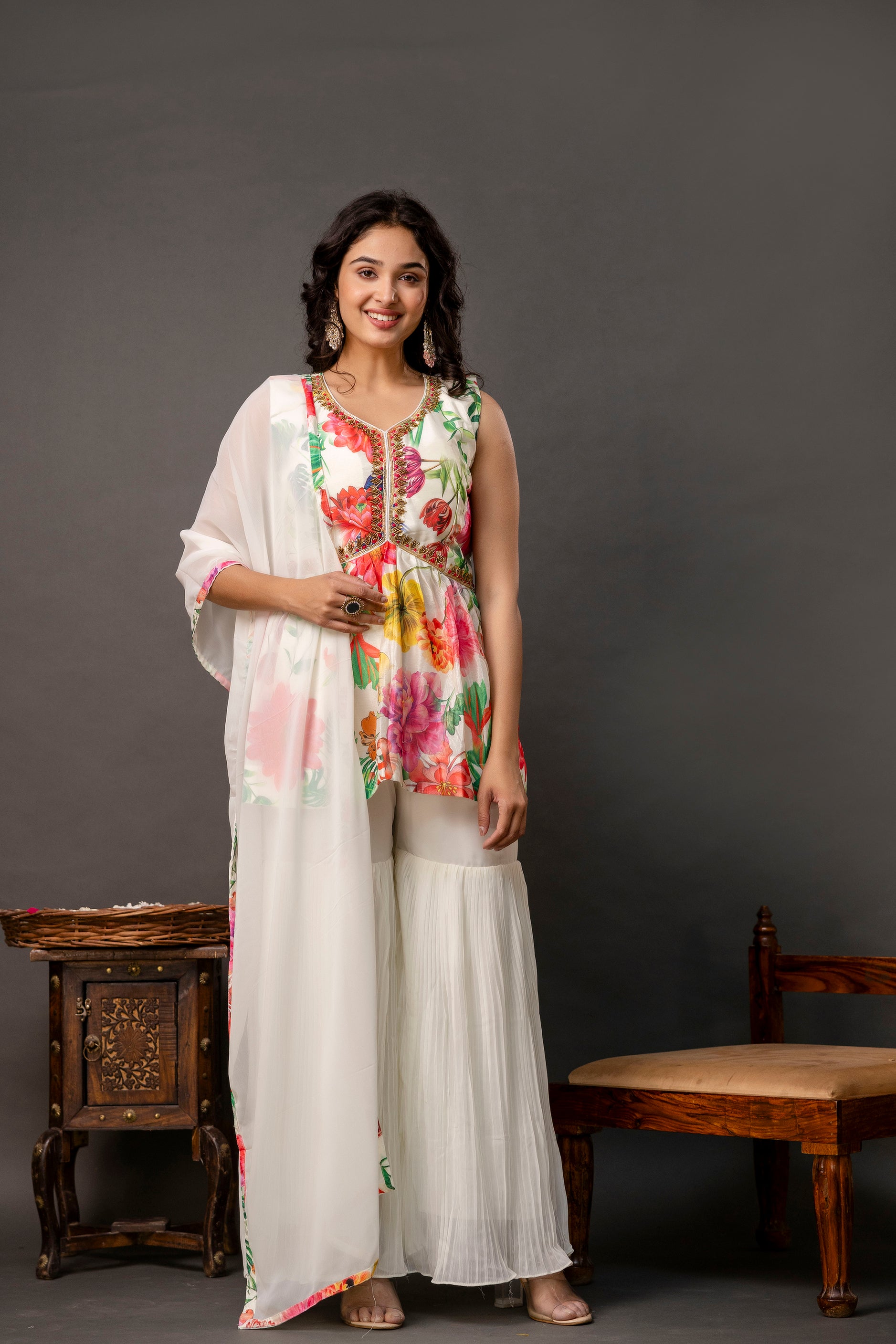 Printed Peplum Festive Sharara Set