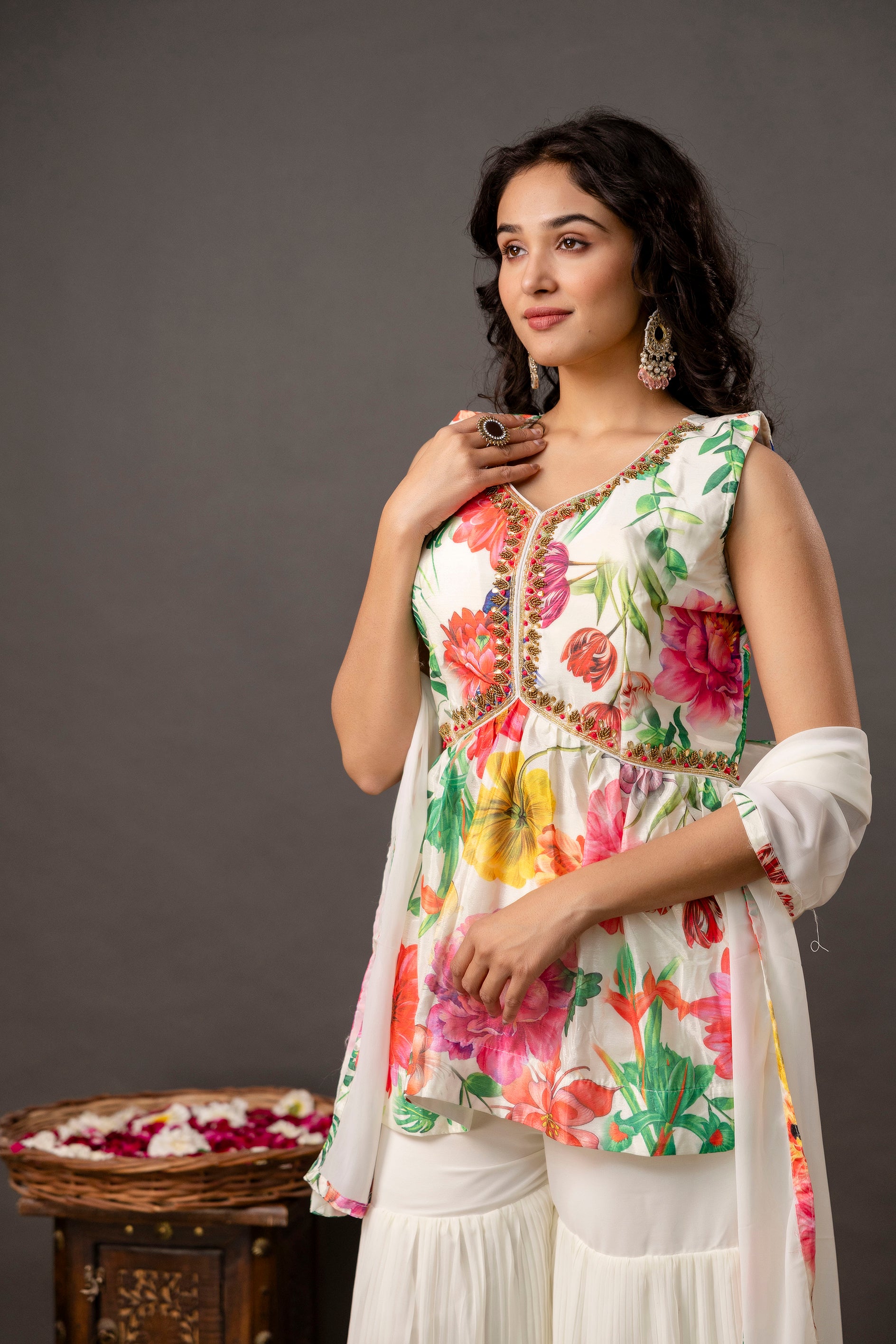 Printed Peplum Festive Sharara Set